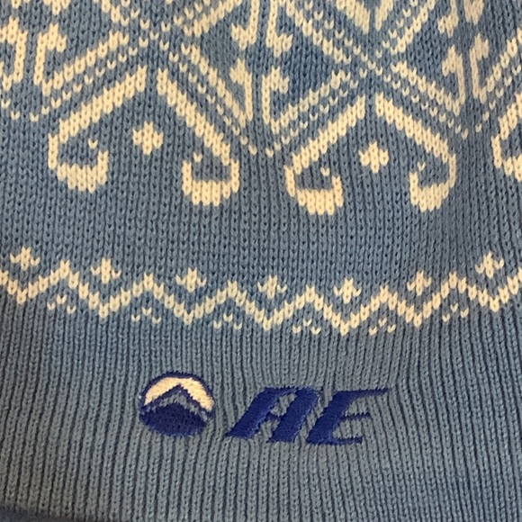 American Eagle Baby Blue Double Puffballs Beanie/Stocking Cap/Toboggan - Picture 2 of 5